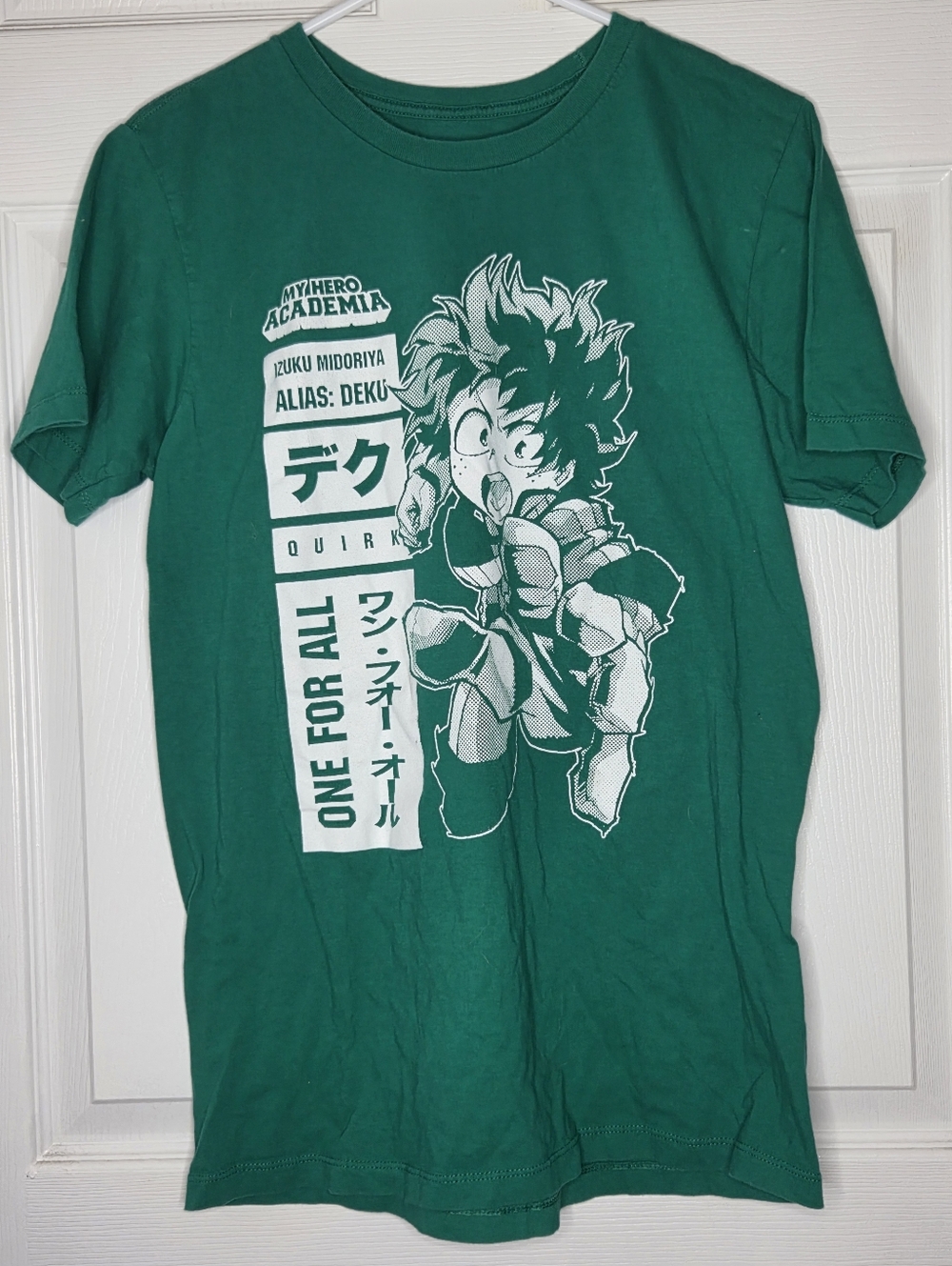 My Hero Academia Izuku Midoriya "One for All" Green Tshirt Mens Size M